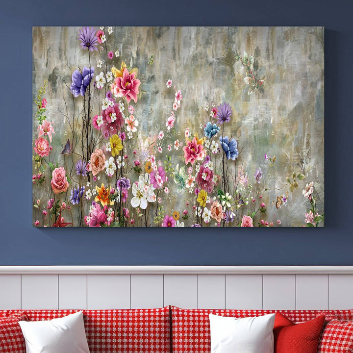 Cozy Flowers Painting on Canvas Wall Art Floral Canvas Print