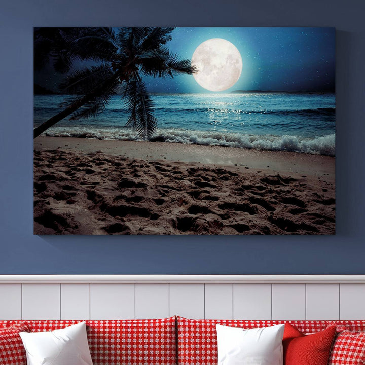 Moonglade Coastal Palm Tree Wall Art Canvas Print