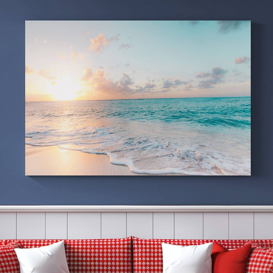 Arte de la pared de Sunset Beach Art Ocean Vibes Lienzo