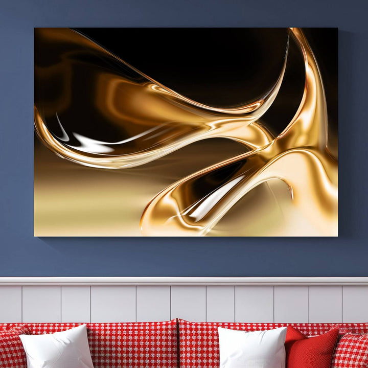 Liquid Glittered Luxury Gold Canvas Wall Art Print