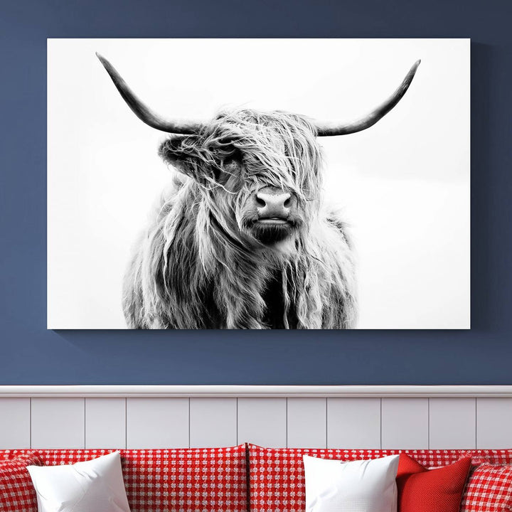 Scottish Highland Cow Cattle Art Print Farmhouse Wall Art Canvas Print