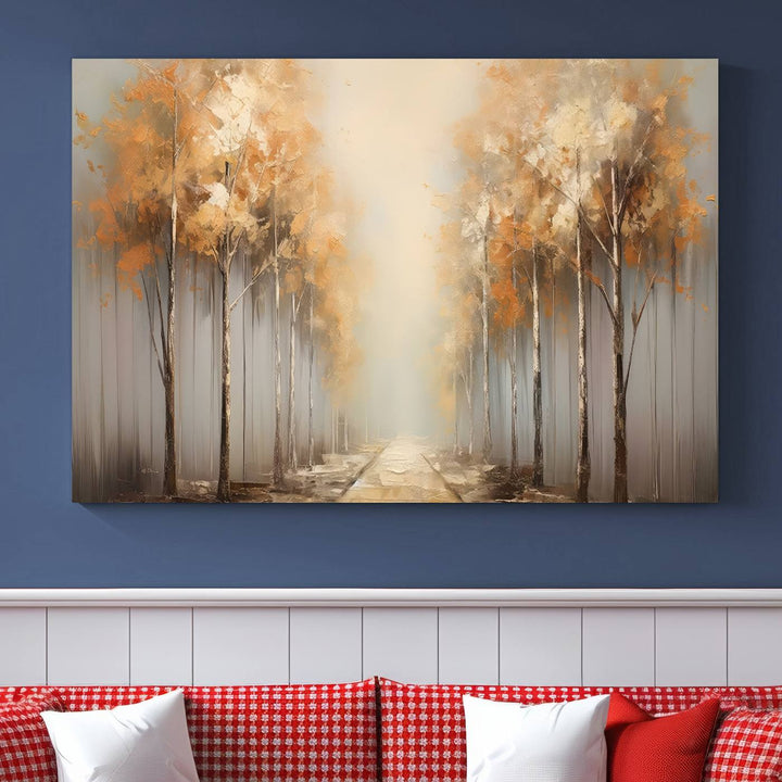 Autumn Forest Path Wall Art | Large Canvas Print for Living Room, Bedroom, or Office Decor | Forest Wall Art, 3 Panel Wall Art