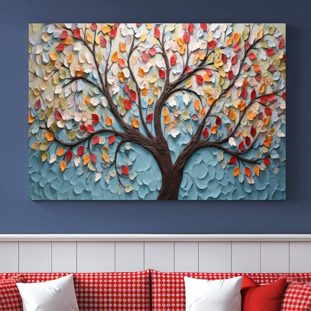 Impression sur toile d’art mural abstrait d’arbre et de feuille