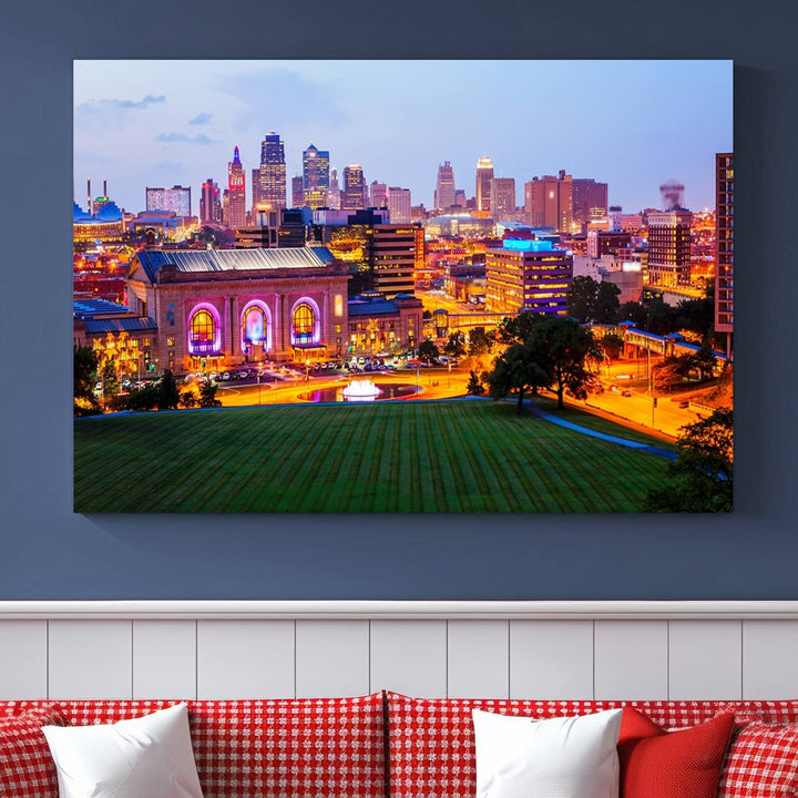 Impression sur toile de nuit de Kansas City, art mural et