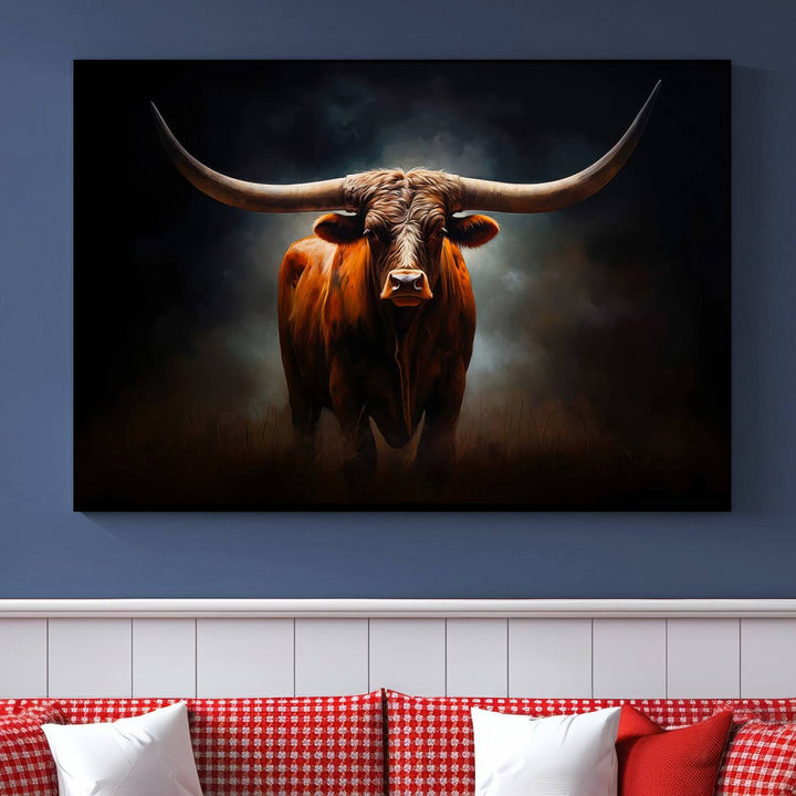 Longhorn Bull Wall Art Canvas Set – Bold Western Elegance for Rustic Home Décor