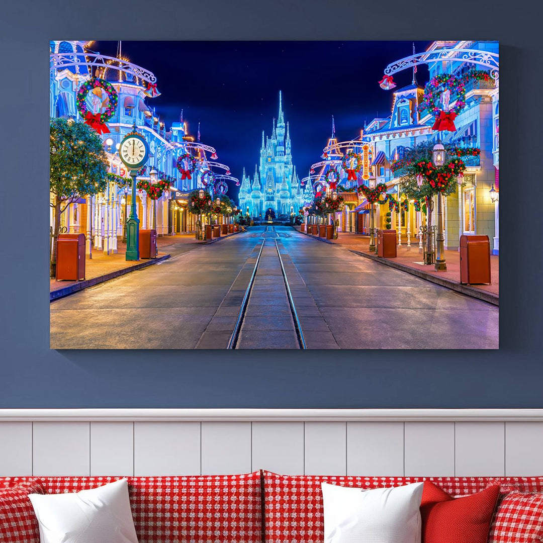 Castle Large Wall Art Disney Magic Kingdom Kids Room Decoration Disney World Christmas Home Decor Child gift - Framed Giclee and Ready to Hang