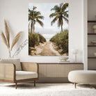 47319550-MGV-CV-36X24-Tropical Beach Wall Art Canvas Print, Framed Rustic Sand Art Picture Print, Palm Tree Perfect Coastal Decor