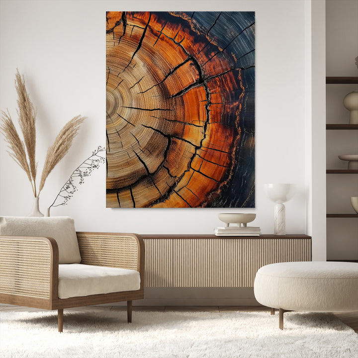 Wood Texture Wall Art Canvas Print, Framed Rustic Nature Art Picture Print, Earthy Tones Perfect Modern Rustic Decor Artwork
