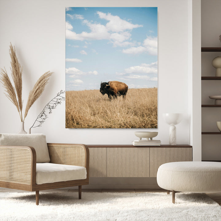 Bison Photography Wall Art Canvas Print: Framed Western Landscape Art