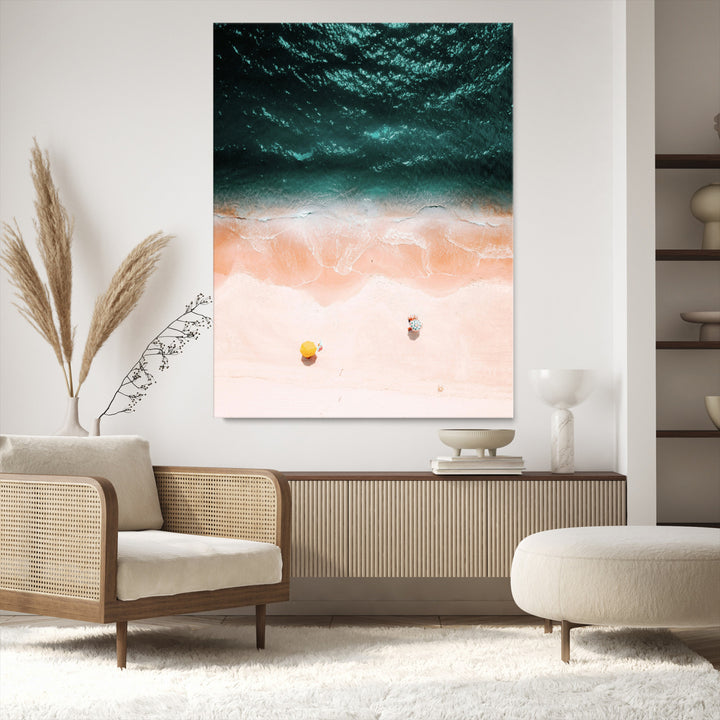 Tropical Relaxation Wall Art Canvas Print, Framed Coastal Vibes Art Picture Print, Ocean Aesthetic Coastal Minimalist Art Wall Decor Artwork