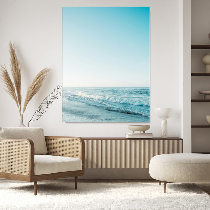 Minimalist Ocean Wall Art Canvas Print, Framed Calm Seascape Art Picture Print, Soft Blue Tones Perfect Coastal Minimalist Decor Artwork