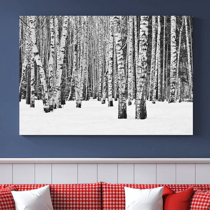 Wall Art Landscape Canvas Print Forest in Winter with Snowy Ground and Trees