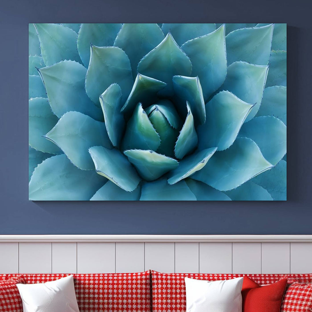 Large Succulent Wall Art Canvas | Vibrant Agave Plant Canvas Print for Living Room and Office Decor