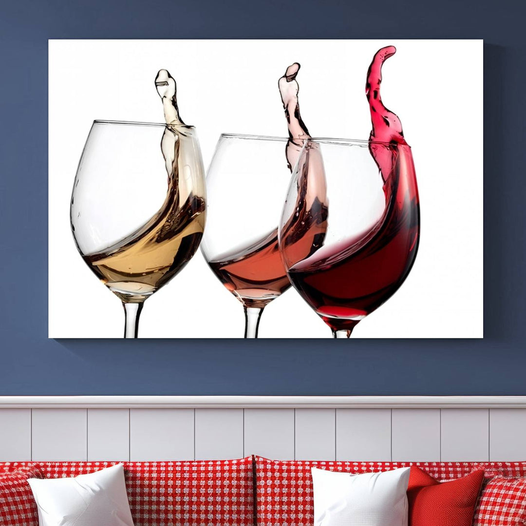 49896 - Lienzo decorativo para pared grande con vino abstracto en copas