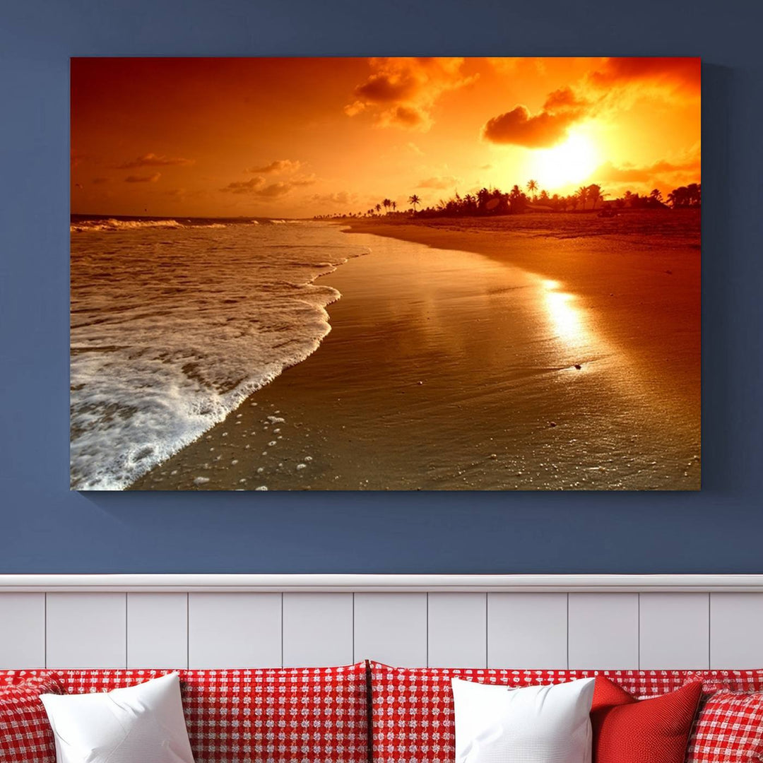 Wall Art Beautiful Beach Landscape at Sunset in Tropical Island Canvas Print