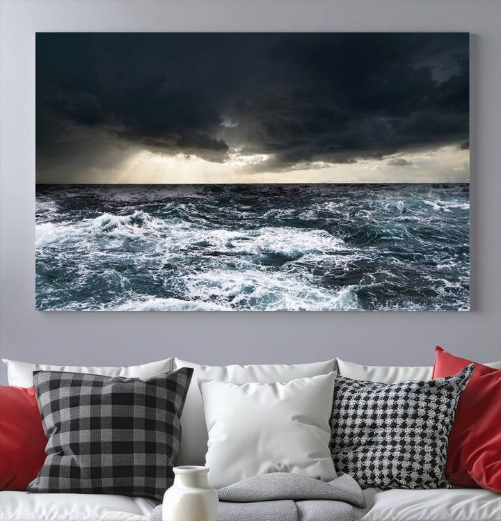 Océan et tempête impression sur toile suspendue grande impression océan et