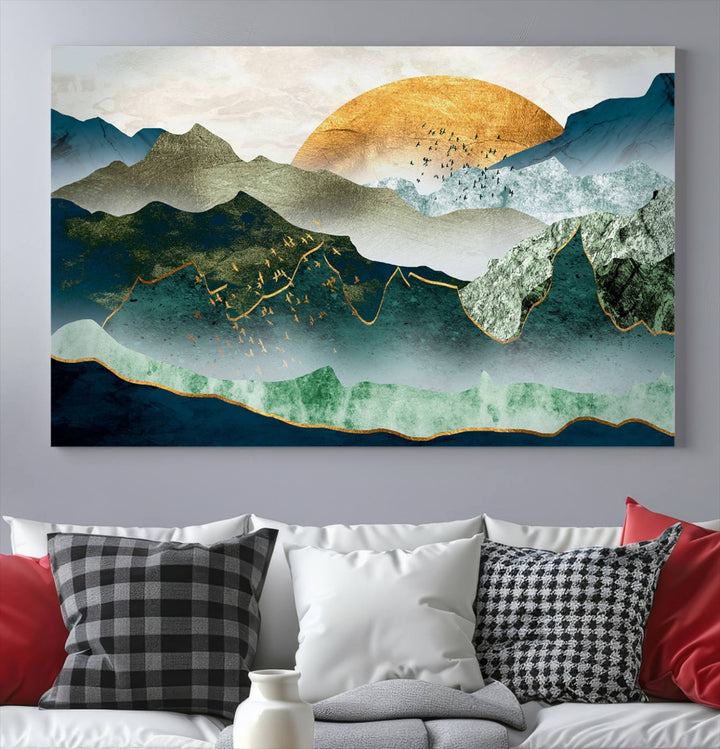 Cheering Sunrise Abstract Painting Canvas Art Print Abstract Landscape Wall Art