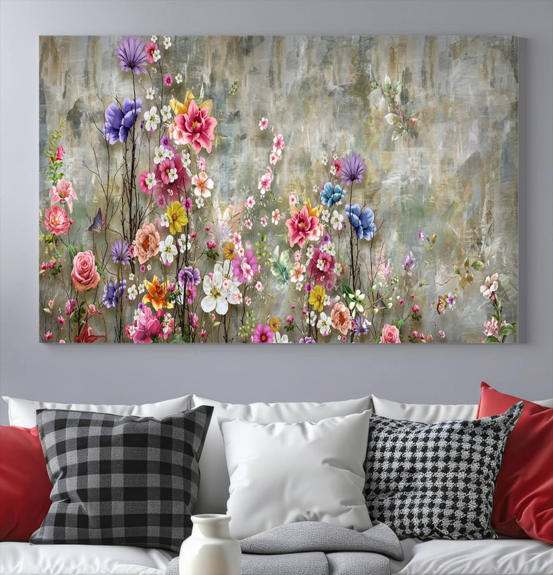 Peinture de fleurs confortables sur toile, impression florale sur toile