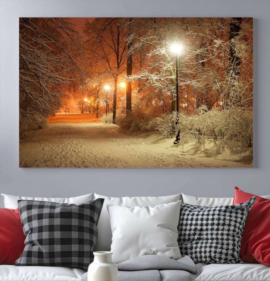 Impression sur toile d’art mural d’hiver et de parc