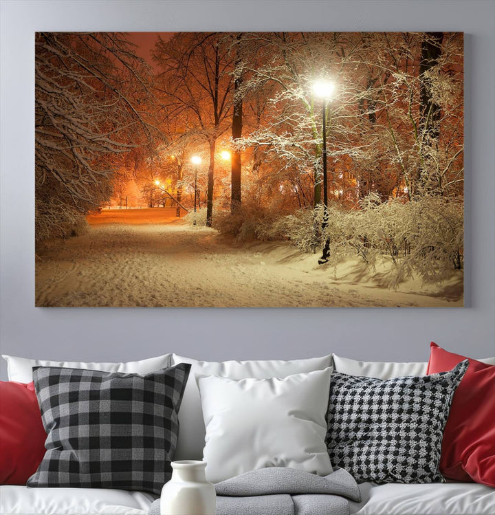 Impression sur toile d’art mural d’hiver et de parc