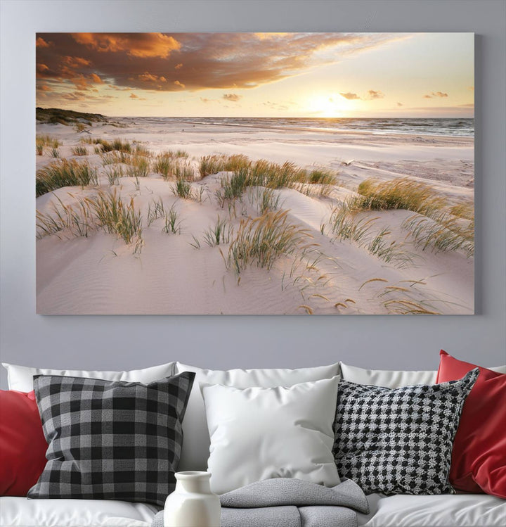 Ocean Beach Wall Art Canvas Print Sunset Artwork Print Coastal Wall Art