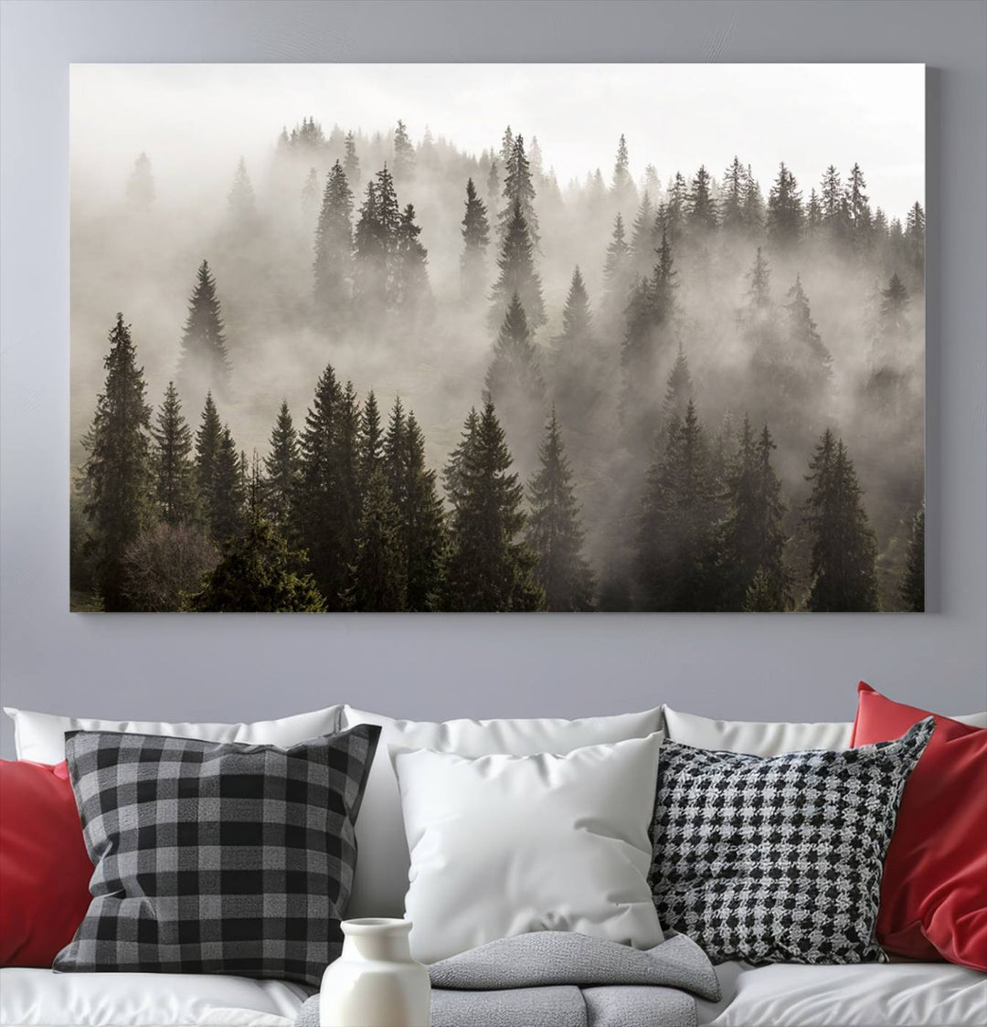 Foggy Forest Wall Art Canvas Print