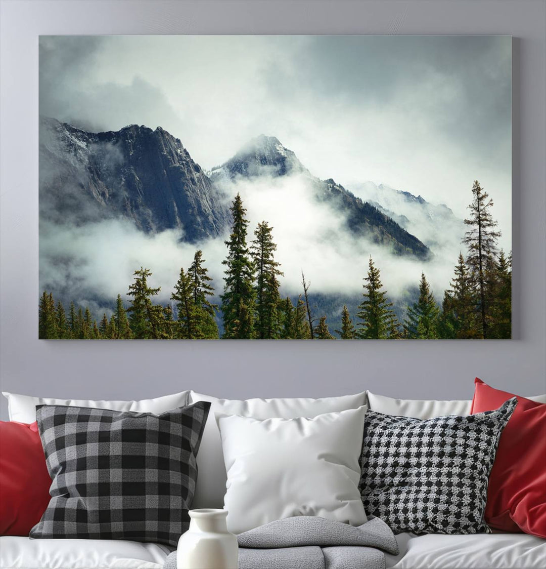 Misty Mountain Forest Wall Art Canvas Print