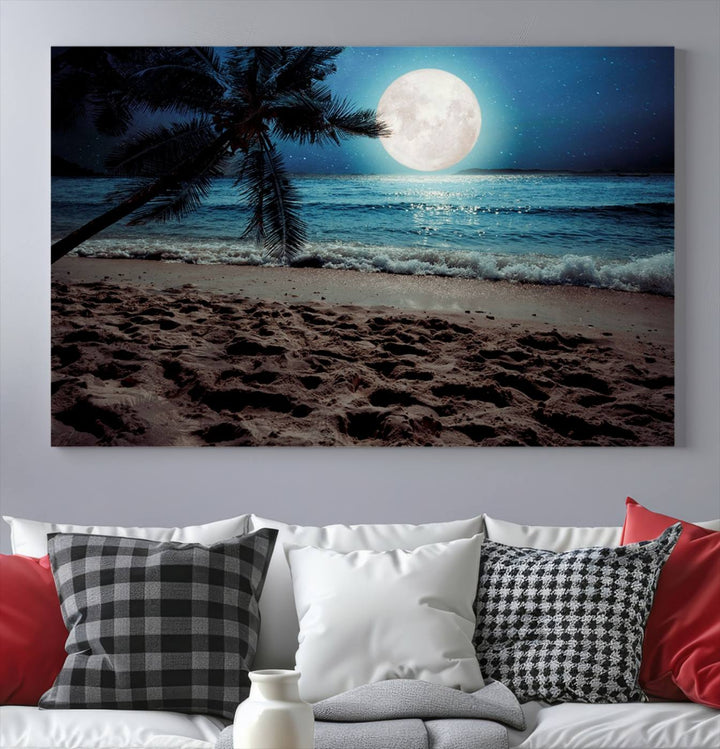 Moonglade Coastal Palm Tree Wall Art Canvas Print