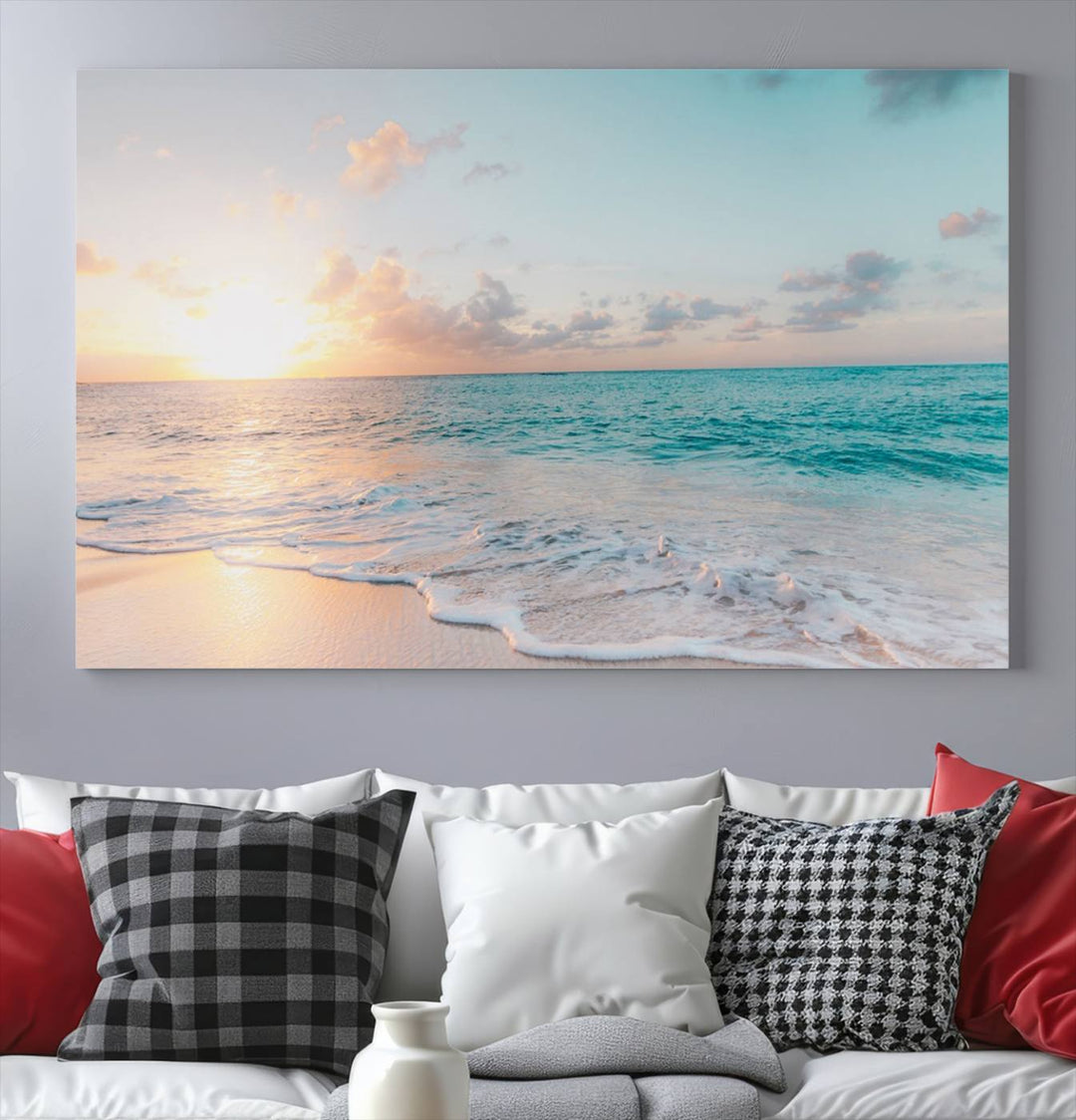 Arte de la pared de Sunset Beach Art Ocean Vibes Lienzo