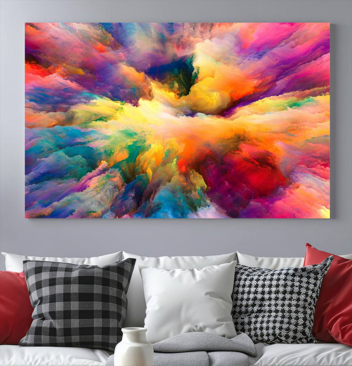 Arte de pared en forma de nube de colores vibrantes y ardientes Lienzo