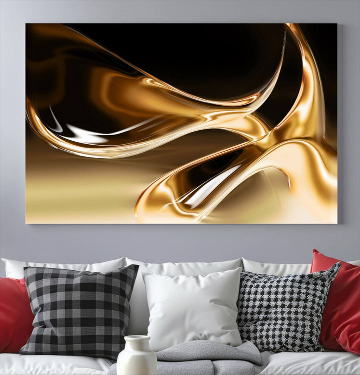 Liquid Glittered Luxury Gold Canvas Wall Art Print