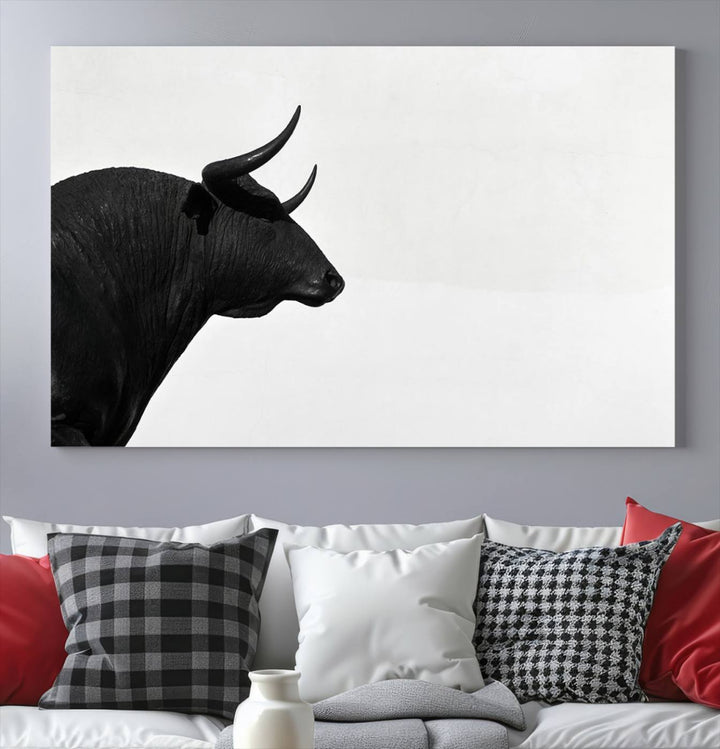 The Spanish Bull Wall Art Canvas Print is crafted on museum-quality canvases and is coated with UV-protective layers for lasting brilliance. It comes ready to hang, effortlessly enhancing your living space.