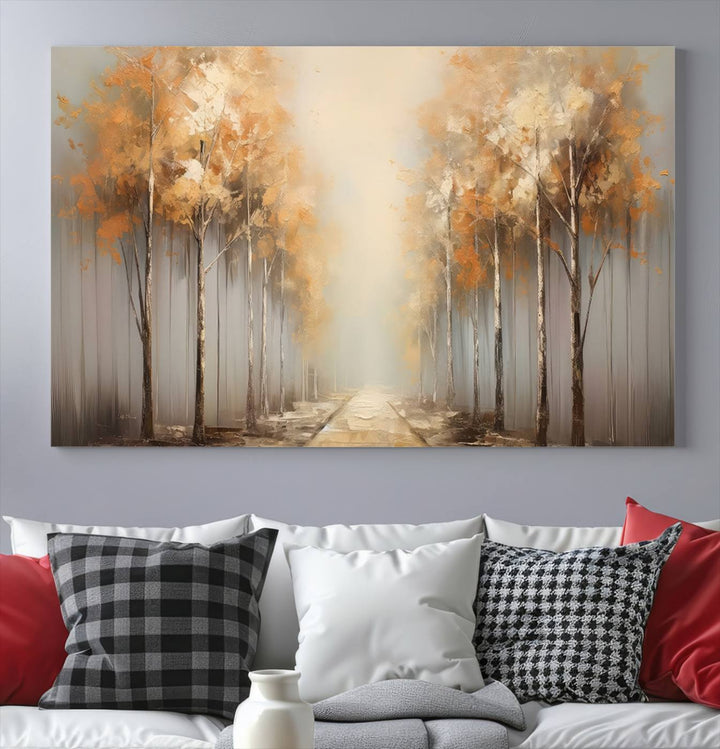 Autumn Forest Path Wall Art | Large Canvas Print for Living Room, Bedroom, or Office Decor | Forest Wall Art, 3 Panel Wall Art