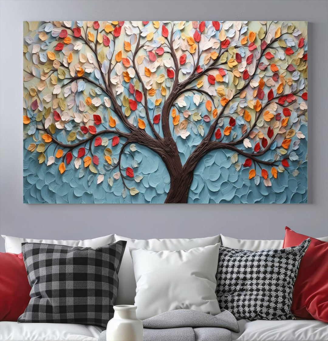 Impression sur toile d’art mural abstrait d’arbre et de feuille