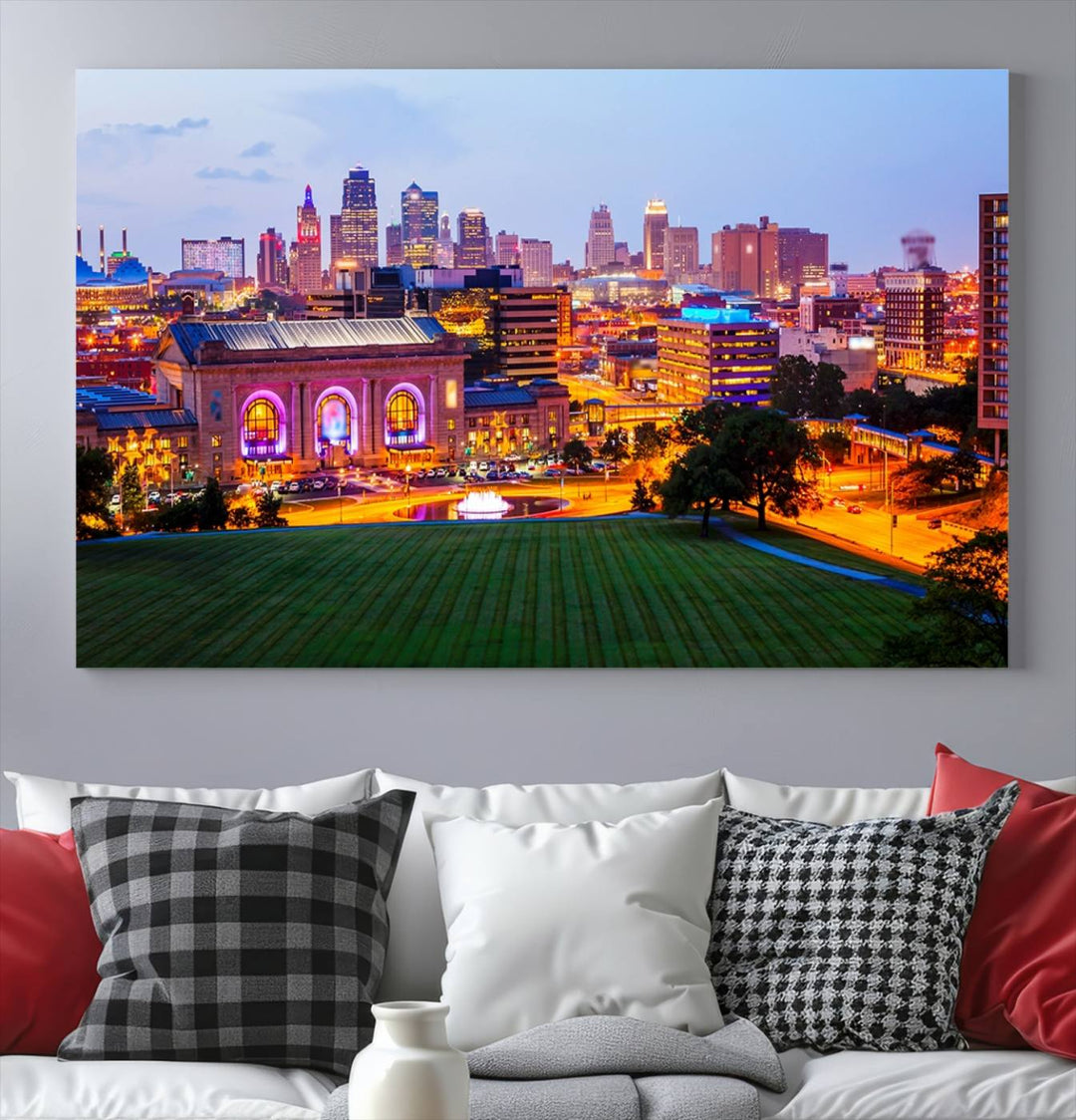 Kansas City Night Canvas Print - Arte de pared grande para decoración del hogar y la oficina