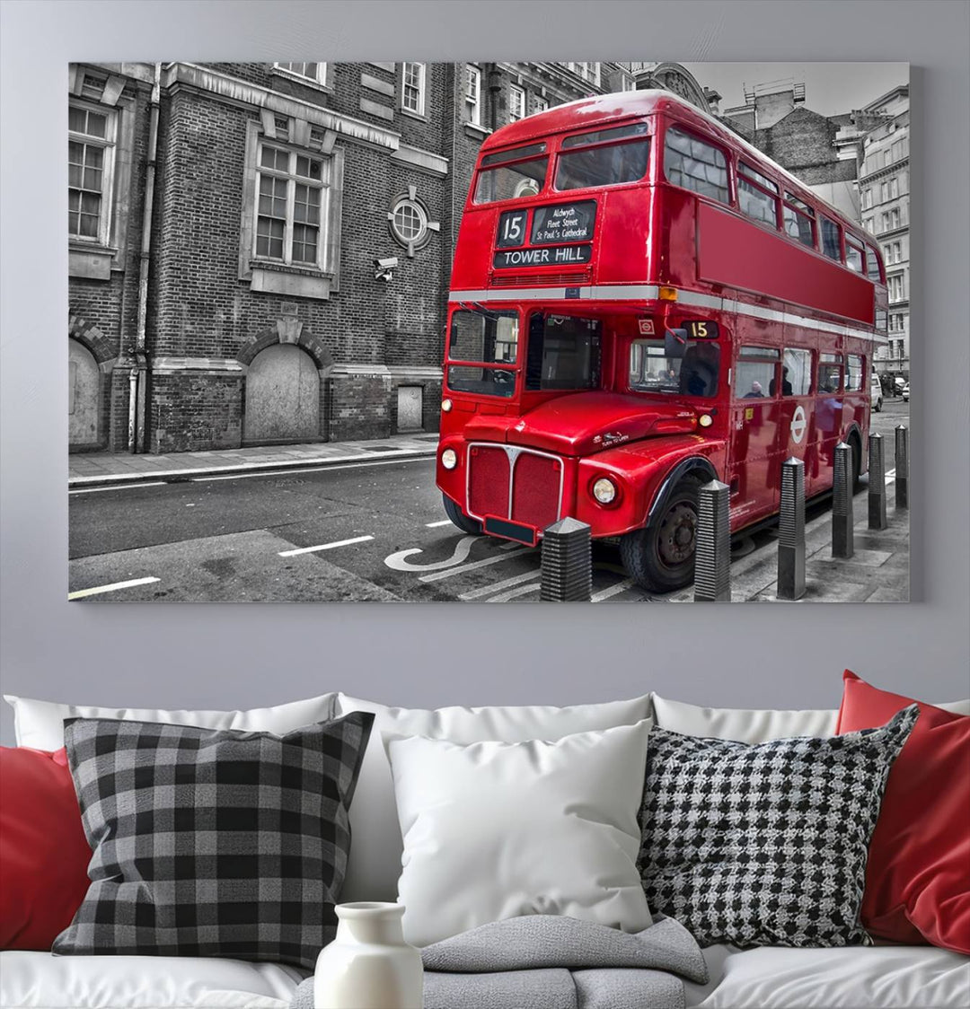 London Red Bus Wall Art, Red Telephone Club, London Night Canvas Print