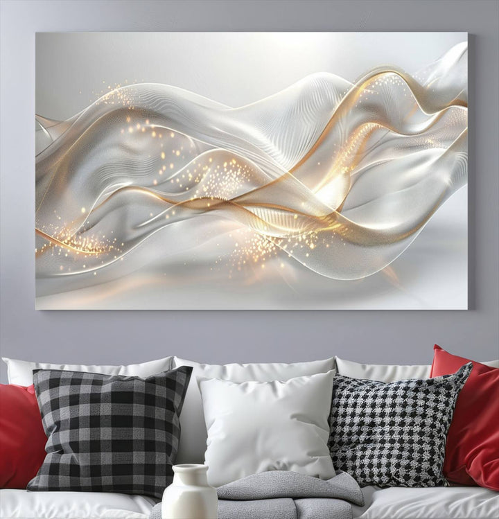 Abstract art Grey and Gold Lines Wall Art