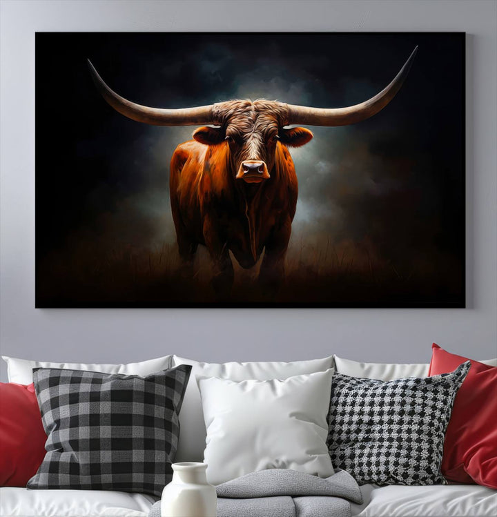 Longhorn Bull Wall Art Canvas Set – Bold Western Elegance for Rustic Home Décor