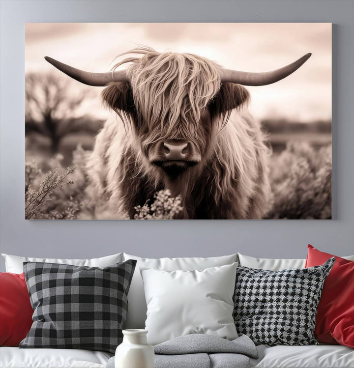 Scottish Cow Longhorn Wall Art Canvas Print.