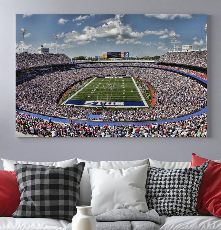 Buffalo Bills Football Team Print - Highmark Stadium Wall Art Canvas Print - Bills Stadium Game Day Triple Canvas Wall Art - Buffalo Bills NFL Match