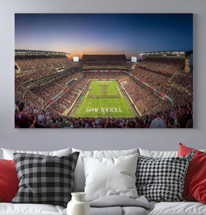 Texas A&M University Aggies Football Team Print - College Station Kyle Field Stadium Wall Art Canvas Print