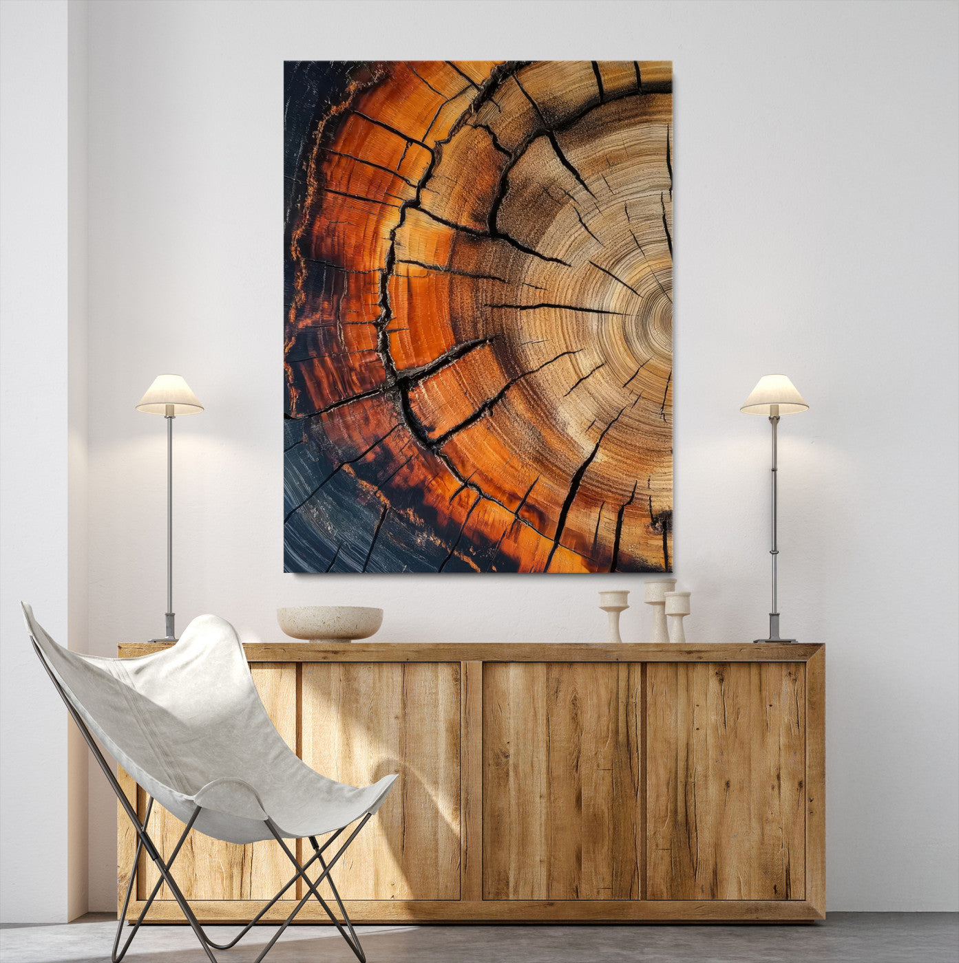 33751185-MGV-CV-36X24-Tree Rings Wall Art Canvas Print, Framed Wood Detail Art Picture Print, Rustic Texture Perfect Rustic Warm Decor Artwork