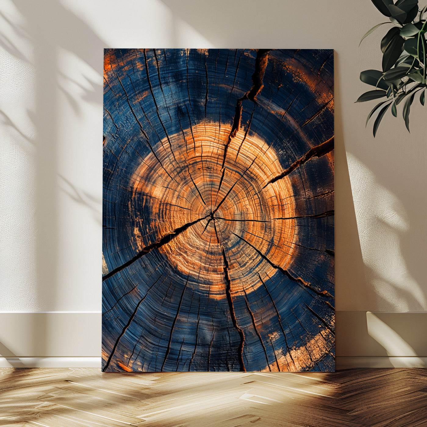 MGV-CV-24X36 - Tree Rings Wall Art Canvas Print, Framed Rustic Texture Art Picture Print, Wood Grain Perfect Rustic Industrial Decor Artwork