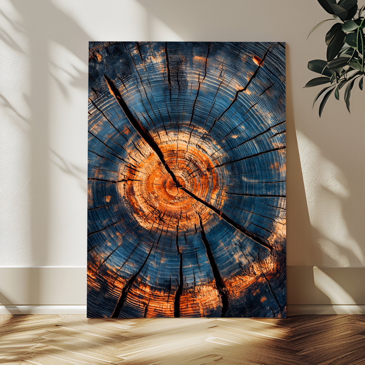MGV-CV-24X36 - Tree Rings Wall Art Canvas Print, Framed Rustic Texture Art Picture Print, Wood Grain Perfect Rustic Industrial Decor Artwork