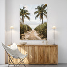 47319550-MGV-CV-40X27-Tropical Beach Wall Art Canvas Print, Framed Rustic Sand Art Picture Print, Palm Tree Perfect Coastal Decor
