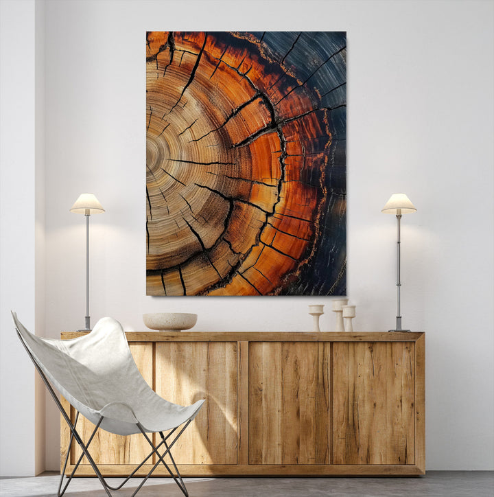 Wood Texture Wall Art Canvas Print, Framed Rustic Nature Art Picture Print, Earthy Tones Perfect Modern Rustic Decor Artwork