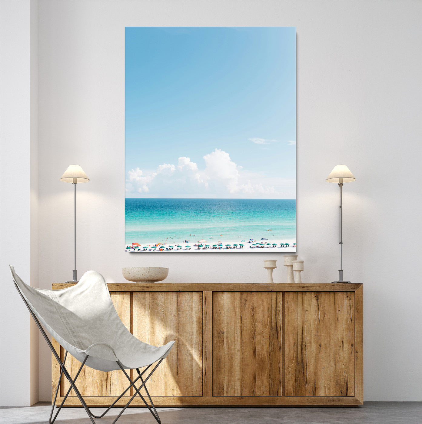 62954953-MGV-CV-24X36-Turquoise Ocean Wall Art Canvas Print, Framed Coastal Serenity Art Picture Print, White Sand Beach Perfect Modern Coastal Decor Artwork