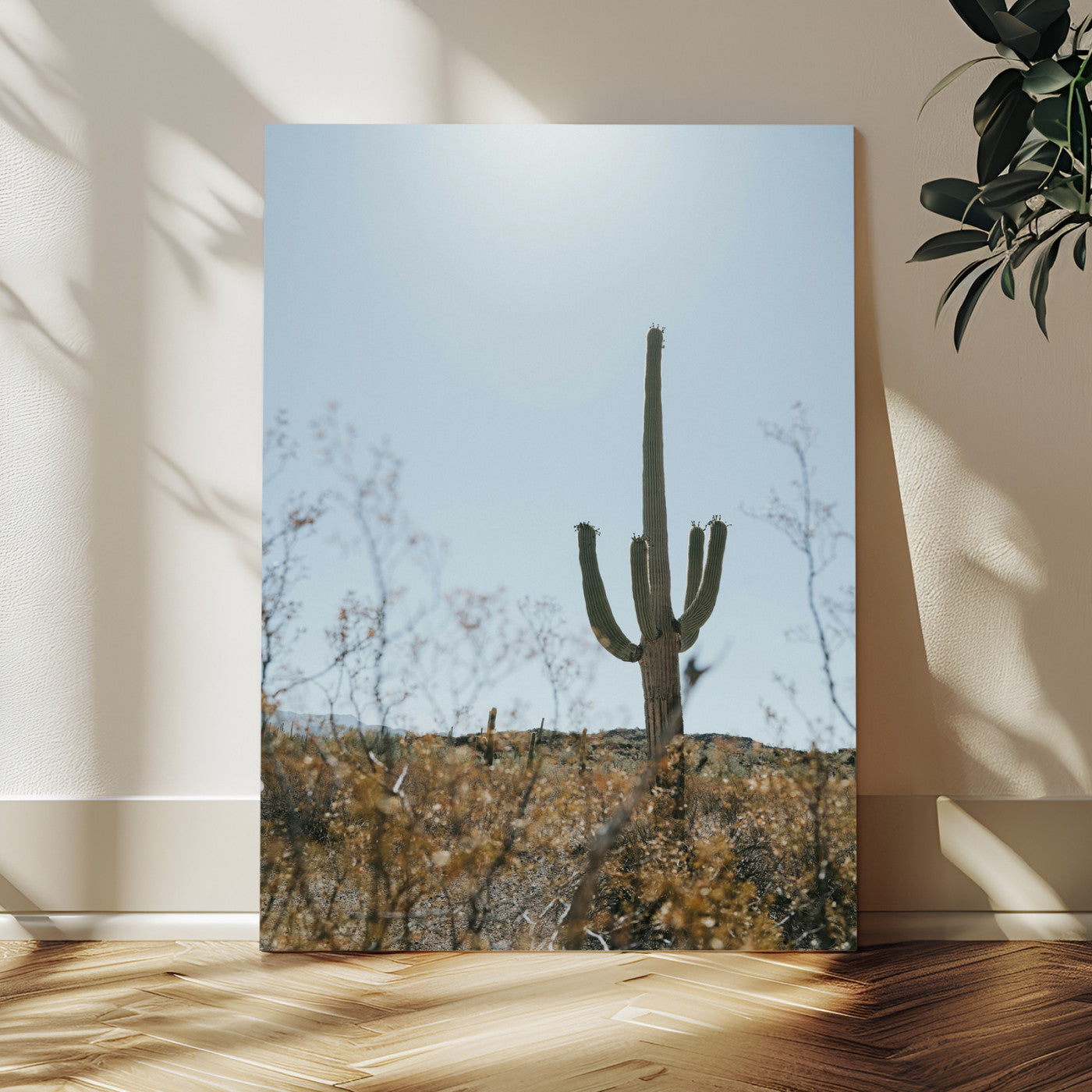 MGV-CV-24X36 - Saguaro Cactus Wall Art Canvas Print, Framed Desert Landscape Art Picture Print, Southwestern Aesthetic Perfect Southwestern Boho Decor Artwork