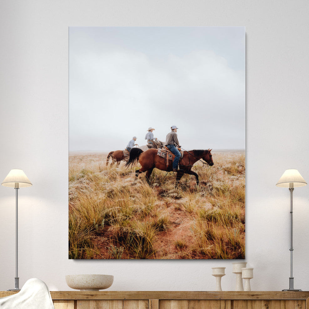 99600459-MGV-CV-24X36-Golden Grassland Wall Art Canvas Print – Framed Western Frontier Open Range Scene Rustic Landscape Artwork for Home Office