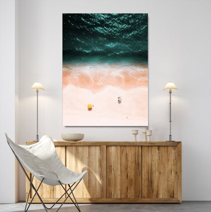 Tropical Relaxation Wall Art Canvas Print, Framed Coastal Vibes Art Picture Print, Ocean Aesthetic Coastal Minimalist Art Wall Decor Artwork